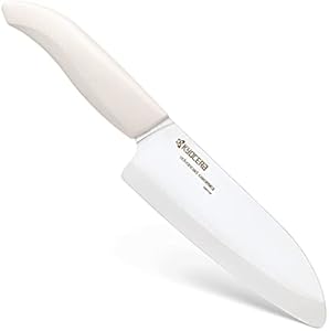 Kyocera Advanced Ceramic Revolution Series 5-1/2-inch Santoku Knife, Black Blade KYOCERA