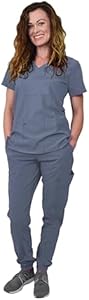 Green Town Scrubs for Women Scrub Set - Jogger Pant and V-Neck Top Green Town