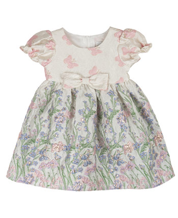 Платье из парчи с короткими рукавами и бабочками для маленьких девочек Rare Editions