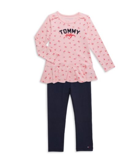 Двухкомпонентный топ Little Girl с цветочным рисунком и цветочным узором Комплект леггинсов Tommy Hilfiger