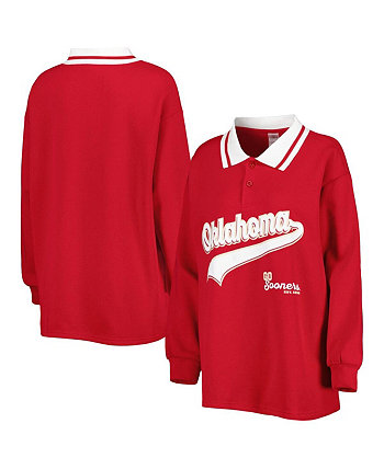 Женская темно-красная рубашка-поло Oklahoma Sooners Happy Hour с длинным рукавом Gameday Couture