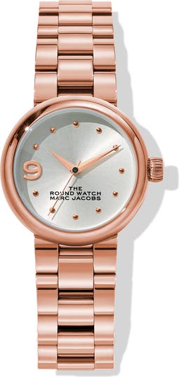 Женские часы с браслетом из розового золота с круглым серебряным циферблатом, 32 мм Marc Jacobs