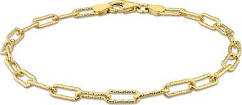 Необычный браслет-цепочка со скрепкой из стерлингового серебра 18 карат с покрытием из желтого золота 3,5 мм Delmar