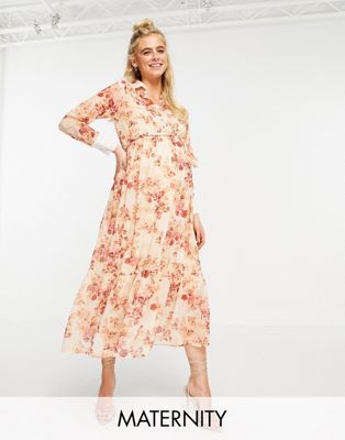 Розовое платье-рубашка с цветочным принтом Hope & Ivy Maternity Hope & Ivy Maternity