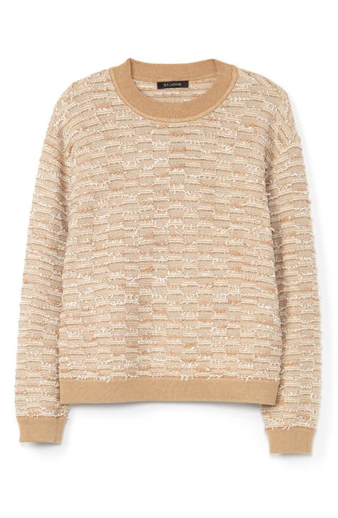 Полосатый полутвидовый свитер St. John Collection