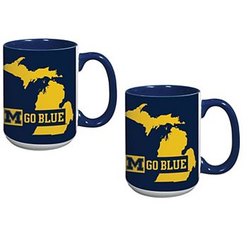 Набор керамических кружек Michigan Wolverines для кофе, 15 унций, 2 штуки с логотипом команды Indigo Falls