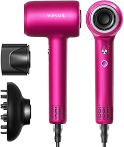 Wavytalk Hair Dryer, Wavytalk Turblow Pro Fast Drying Blow Dryer with Diffuser, High Speed Hair Dryer with 110,000 RPM, Pro Negative Ions for Less Damage, Frizz Smoothing 3 Speeds & 3 Temps, Hot Pink Wavytalk