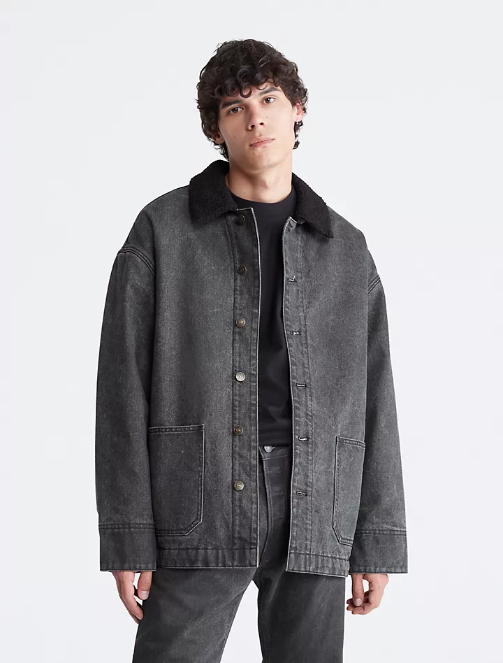 Джинсовое пальто из шерпы для работы Calvin Klein