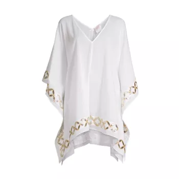 Mirror-Embroidered Short Caftan MILLY
