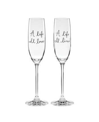 Charmed Life Toasting Flutes, 2 Piece Kate Spade New York