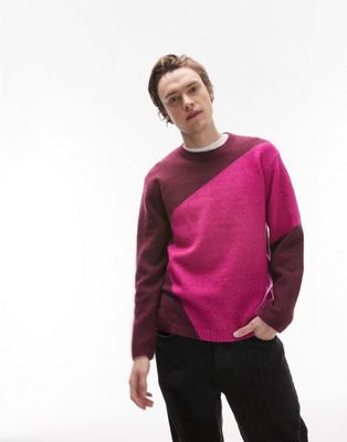 Розовый вязаный свитер с абстрактными узорами Topman TOPMAN