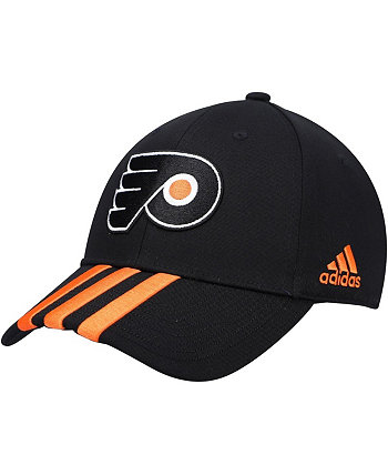Мужская черная регулируемая шляпа Philadelphia Flyers Locker Room с тремя полосками Adidas