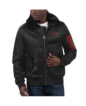 Мужская черная атласная куртка с молнией во всю длину x Ty Mopkins Buffalo Bills Black History Month Starter