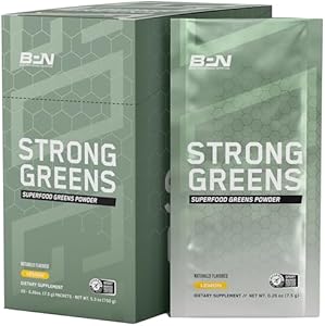 BARE PERFORMANCE NUTRITION BPN Strong Greens Go Packs, Lemon, Superfood Greens Powder (Порошок) Drink Mix Packets (Пакеты ) Bare Performance Nutrition