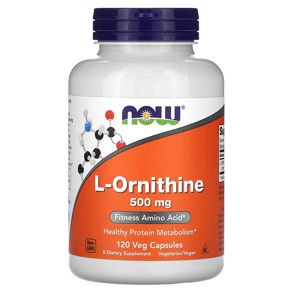 L-орнитин, 500 мг, 120 растительных капсул NOW Foods