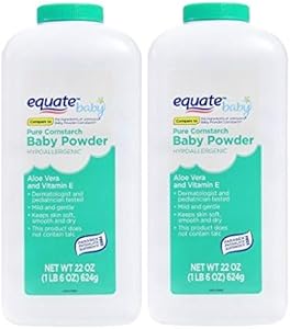 Присыпка Equate Pure Cornstarch Baby Powder Aloe и Vitamin E, 22 унции - 2 упаковки Equate