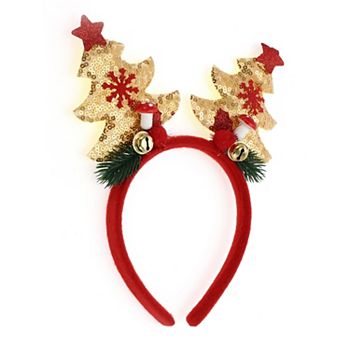 Exquisite Tree Shape Headband for Christmas 4.72" Diameter Gold Tone Red 1 Pcs Unique Bargains