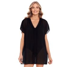 Women's Bal Harbour Lace-Trimmed Chiffon V-Neck Swim Cover-Up Tunic BAL HARBOUR
