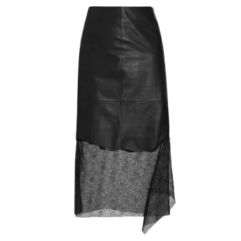 Кожаная кружевная юбка-миди Helmut Lang