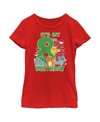 Girl's Pokemon It's My 8th Birthday Starters  Child T-Shirt Nintendo