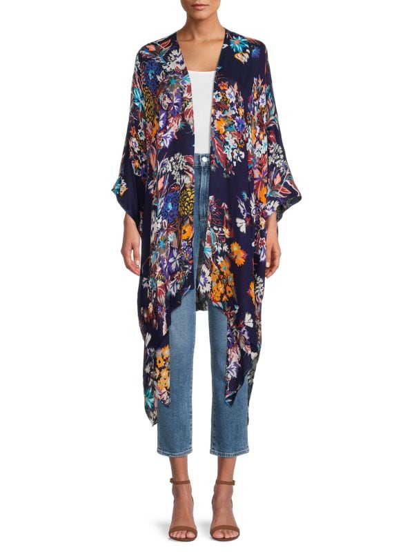 Асимметричное кимоно Lasdon с цветочным принтом Saachi