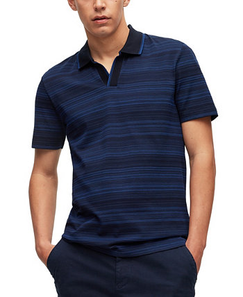 Мужская рубашка поло из мерсеризованного хлопка с разноцветным жаккардовым принтом BOSS BOSS