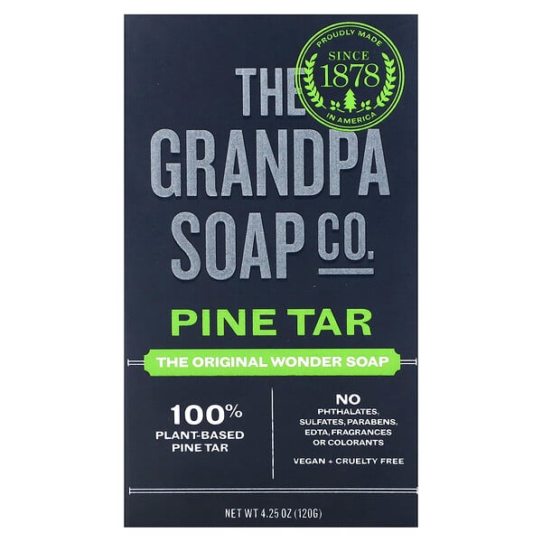 Мыло-мыло Face Body & Hair Bar, сосновая смола, 4,25 унции (120 г) The Grandpa Soap Co