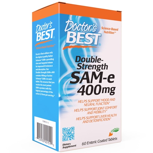 Двойная сила SAM-e 400 -- 400 мг -- 60 Таблетки с кишечнорастворимой оболочкой Doctor's Best