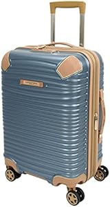 London Fog Chelsea Expandable Spinner, Blue, Brown, Carry-On 20-Inch London Fog