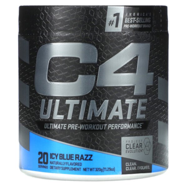 C4 Ultimate, Предтренировочный комплекс, Icy Blue Razz, 11,29 унции (320 г) Cellucor
