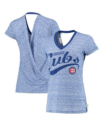 Женская футболка New York Yankees Hail Mary с запахом на спине и V-образным вырезом на спине темно-синего цвета Touch