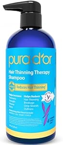 PURA D'OR 16 Oz Hair Thinning Therapy Biotin Shampoo LAVENDER VANILLA Scent - CLINICALLY TESTED Proven Results, Herbal DHT Blocker Hair Thickening Products For Women & Men, Color Safe Routine Shampoo Pura D'Or