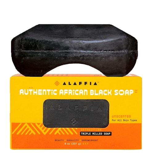 Аутентичное африканское черное мыло тройного помола — без запаха — 8 унций Alaffia