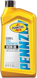 Полностью синтетическое моторное масло 5W-30 Euro L, на основе природного газа, для двигателей BMW, Mercedes-Benz, VW, 0,946 литра Pennzoil