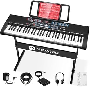 Vangoa Keyboard Piano 61 Key Full Size Keys Portable Electric Keyboards with Midi, Musical Teaching Electronic Piano Keyboards with Stand Pedal Headphone for Beginners Kids Adults Teens Vangoa