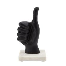 8-дюймовая скульптура с черными пальцами вверх на мраморной основе Kingston Living