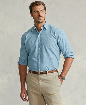 Мужская Рубашка Большого Размера из Хлопка Chambray Polo Ralph Lauren Polo Ralph Lauren