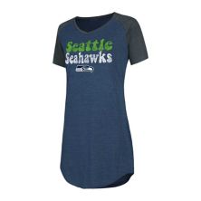 Женская рубашка Concepts Sport College Темно-синий/угольный Seattle Seahawks Ночная рубашка с v-образным вырезом реглан Unbranded