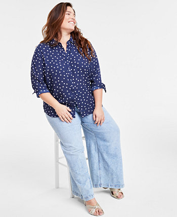 Trendy Plus Size Polka-Dot Shirt, Created for Macy's On 34th