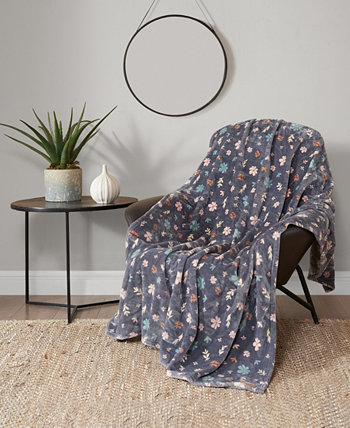 Floral Tossed Blooms Plush Throw Blanket, 50" x 70" Lucky Brand