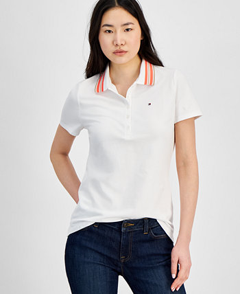 Женская рубашка-поло с воротником в полоску и рукавами Tommy Hilfiger