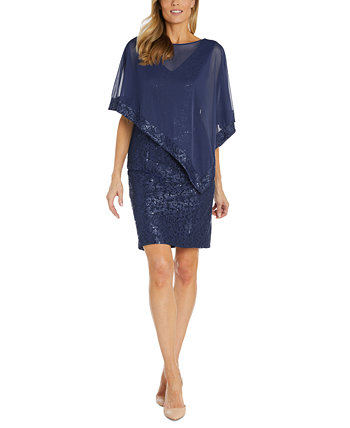 Женское прозрачное платье-пончо с пайетками и кружевом R & M Richards