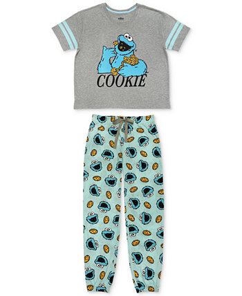 Пижамный комплект из университетской футболки и брюк Cookie Monster Sesame Street