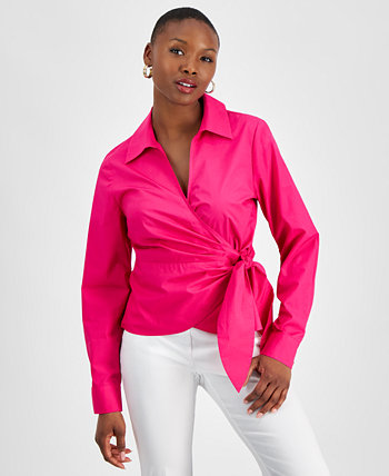 Миниатюрная блузка с воротником и завязкой на талии, созданная для Macy's I.N.C. International Concepts