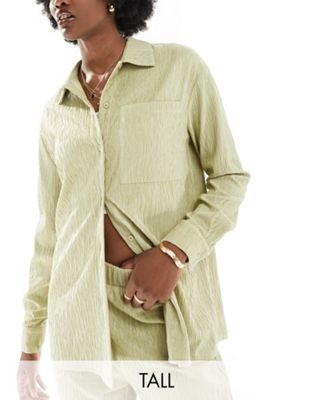 Эксклюзивная рубашка оверсайз плиссированного цвета 4th & Reckless Tall оливкового цвета — часть комплекта 4TH & RECKLESS