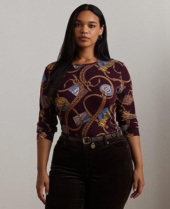 Женская Футболка LAUREN Ralph Lauren Plus Size Printed Long-Sleeve Tee LAUREN Ralph Lauren