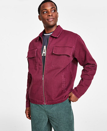 Мужская саржевая куртка-рубашка обычного кроя с молнией во всю длину, созданная для Macy's And Now This
