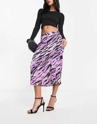 Эксклюзивная атласная юбка миди фиолетового цвета с разрезом по бокам от JDY JDY