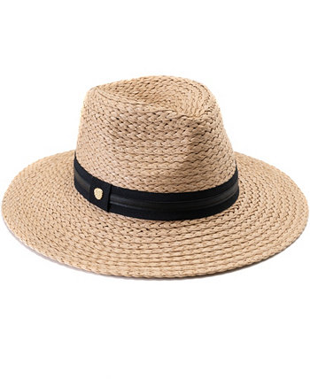 Straw Panama Hat with Ribbon Trim Vince Camuto