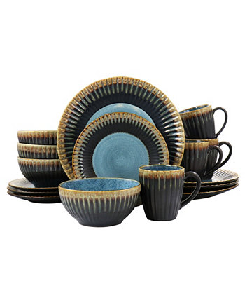 Набор круглой керамической посуды Reactive Glaze Isidora, 16 предметов, сервиз на 4 персоны Elama